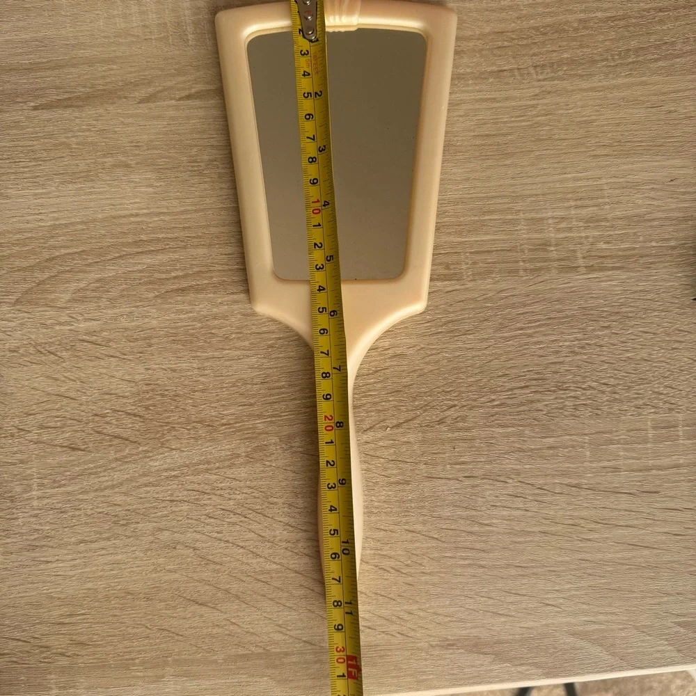 Vintage Handheld Mirror in Cream vanity 80s collectible nostalgia